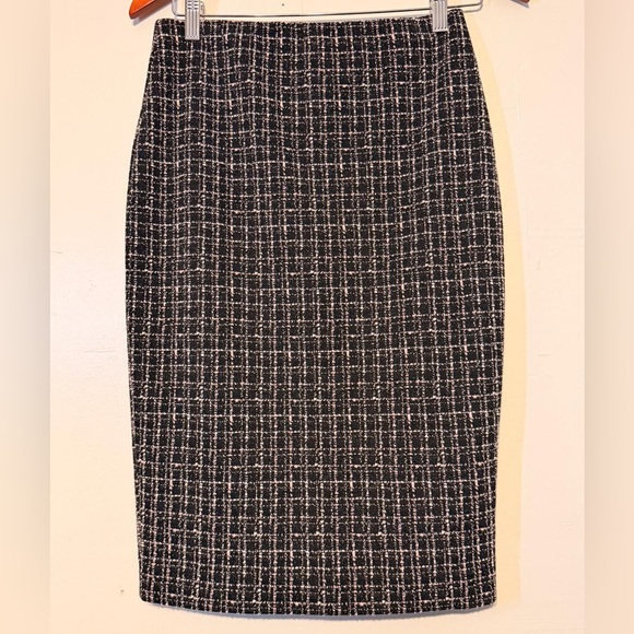 Express Black and White Checkered Midi Skirt - Picture 1 of 5